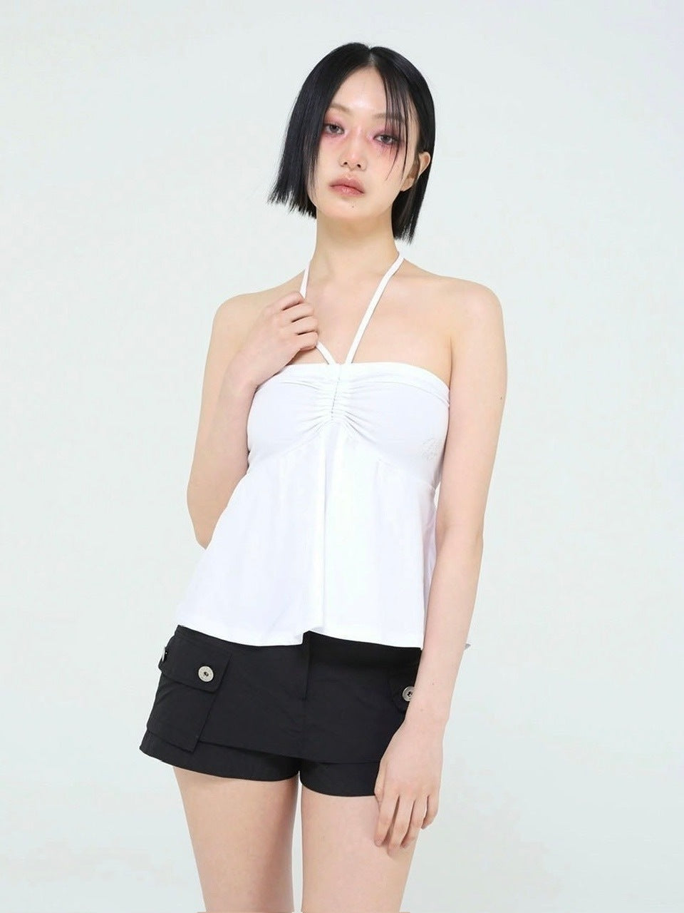 【Uglyshadow】BEADS TUNNEL SLEEVELESS / 【アグリーシャドウ】ビーズホルターネックキャミソールチュニック