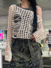 受注制【Never mind the XU】damage summer knit (3color)