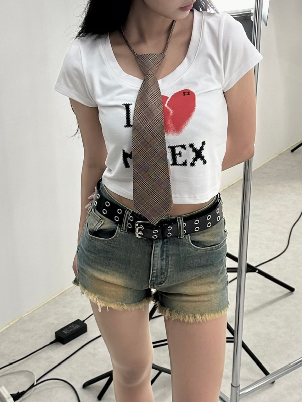 受注制【Never mind the XU】check necktie (2color)