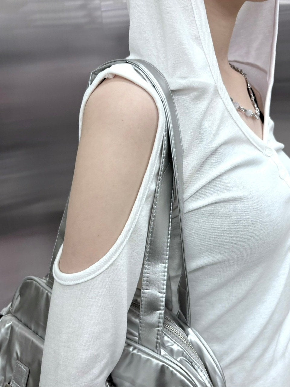 【nmtc +】shoulder slit hooded long sleeve tee (3color)