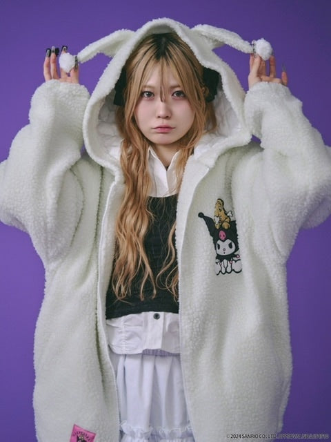 【GALFY×KUROMI】モコモコ丸ボアずきんパーカー / 【ガルフィー×クロミ】ファーロゴ長袖ジップアップパーカー