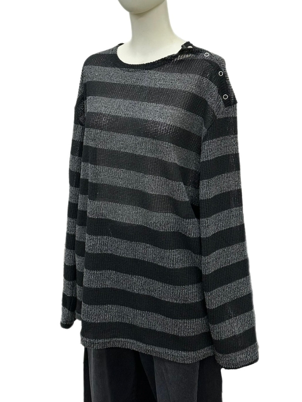 受注制【LUV CODE】snap button stripe knit (2color)