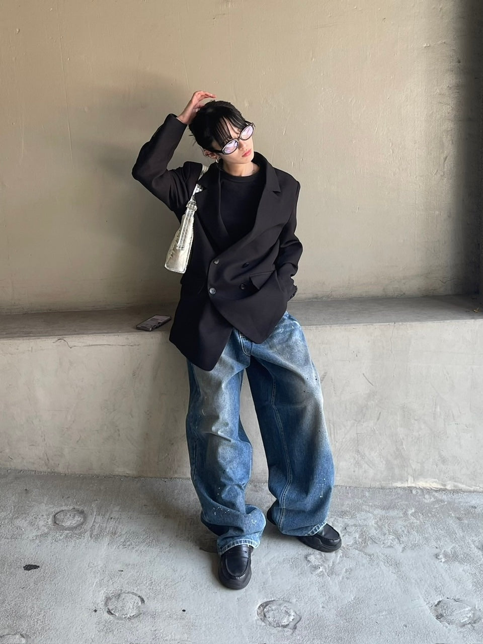 受注制【Chikashitsu +】painted buggy denim pants / 【チカシツプラス】ペイントバギーパンツデニムパンツ