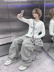 【Never mind the XU】cross print longsleeve tee (2color) / 【ネバーマインドザエックスユー】クロスプリント長袖Tシャツ