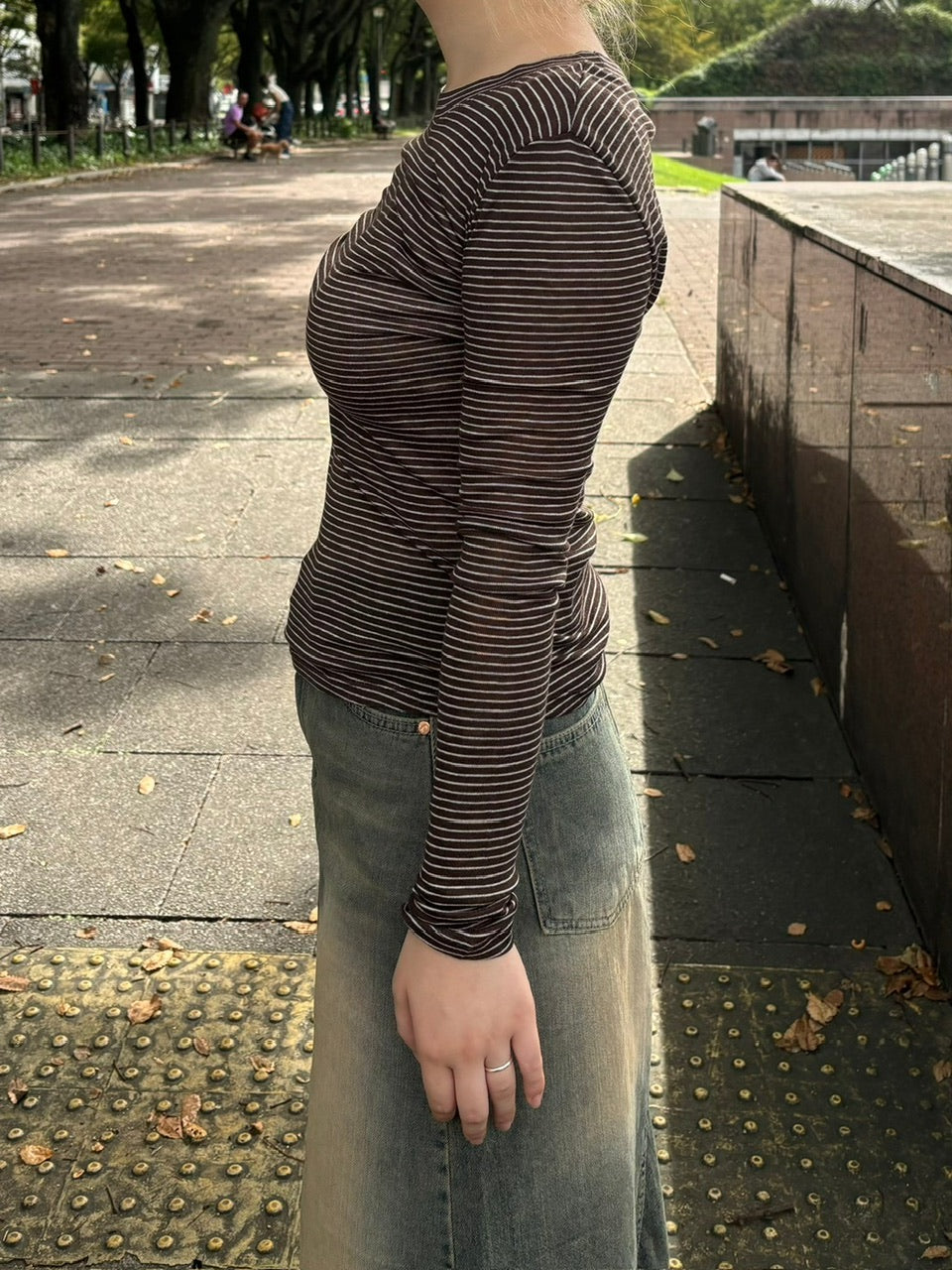 受注制【oaks】see-through stripe long sleeve (3color)