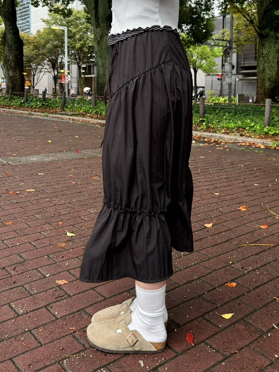 受注制【oaks】shirring long skirt (2color)