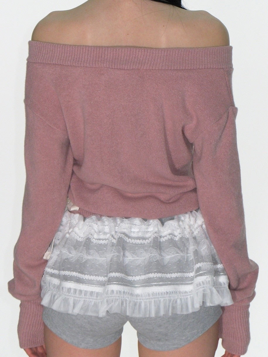 【CRANK】RIBBON WARMER V-NECK KNITWEAR