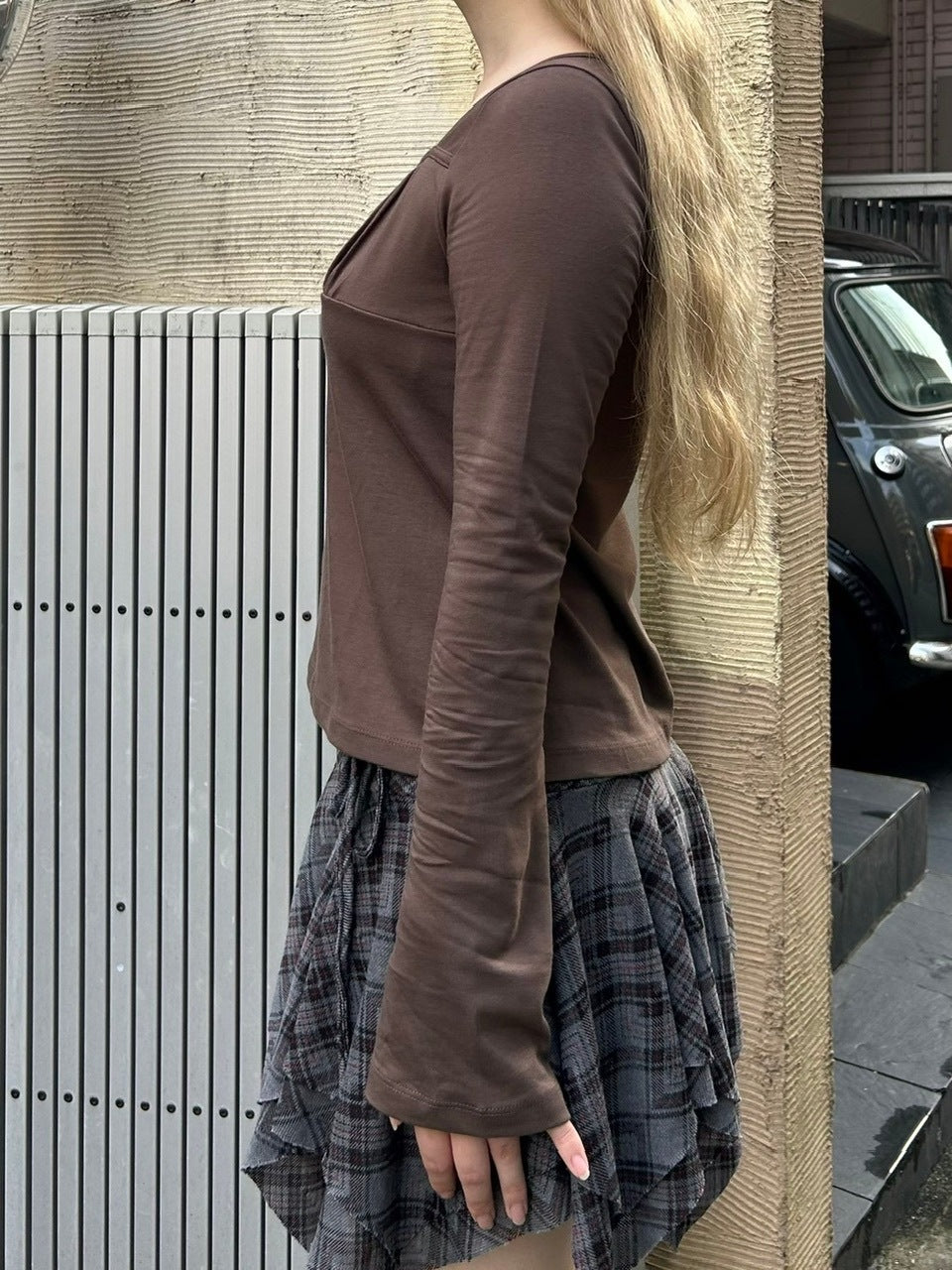 受注制【oaks】shirring long sleeve (3color) / 【オークス】シャーリング長袖Tシャツ