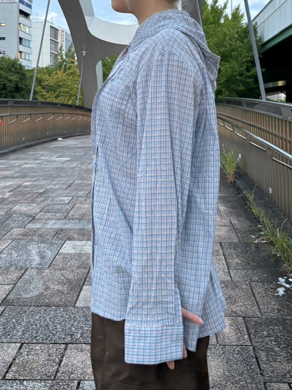受注制【oaks】oversize hoodie check shirt (2color)