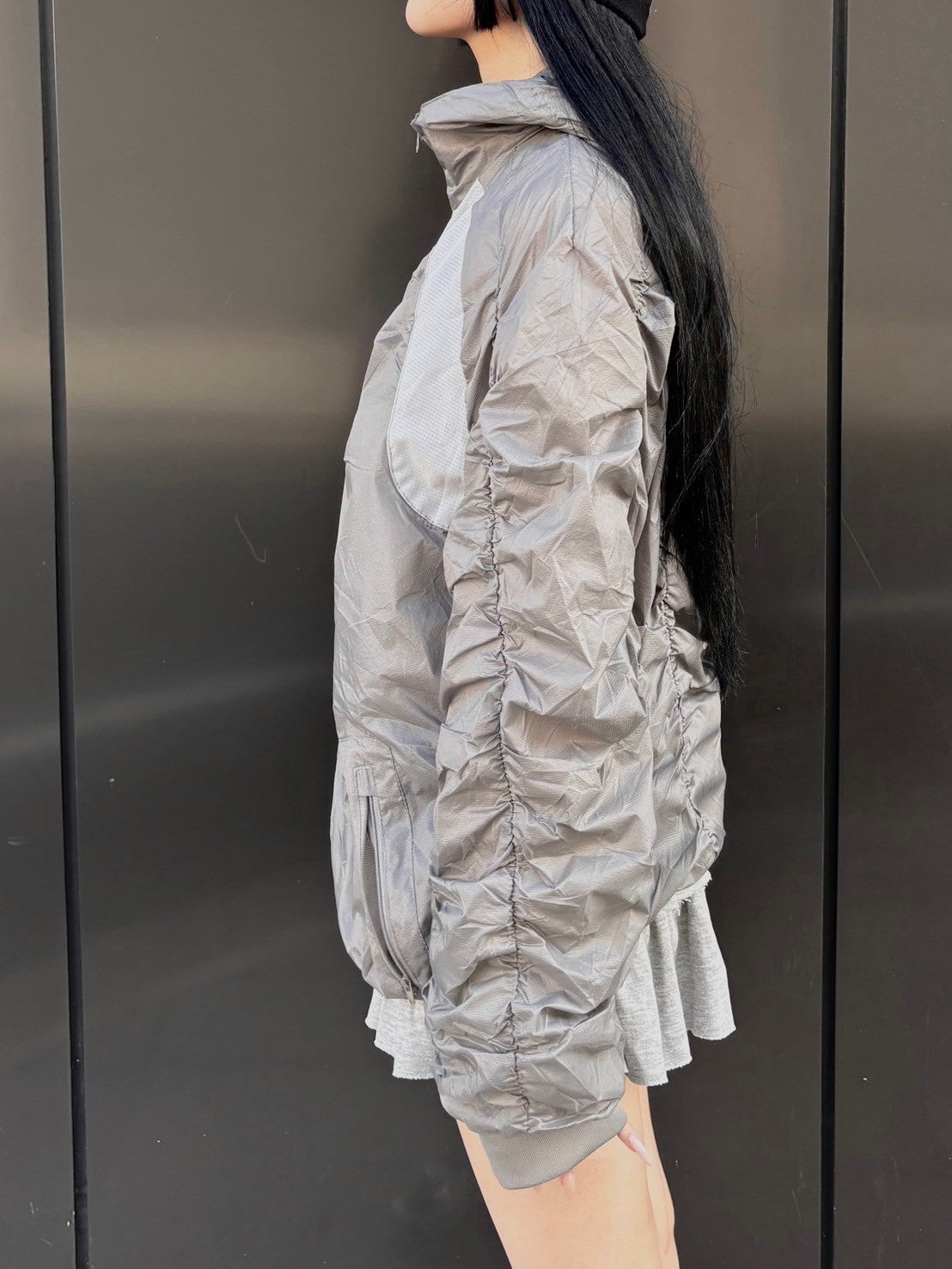 受注制【oaks】shirring design nylon jacket (3color)