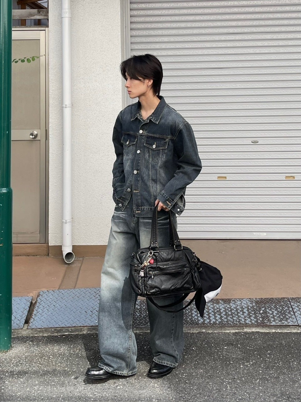 受注制【Chikashitsu +】vintage wash denim jacket 2 (2color)