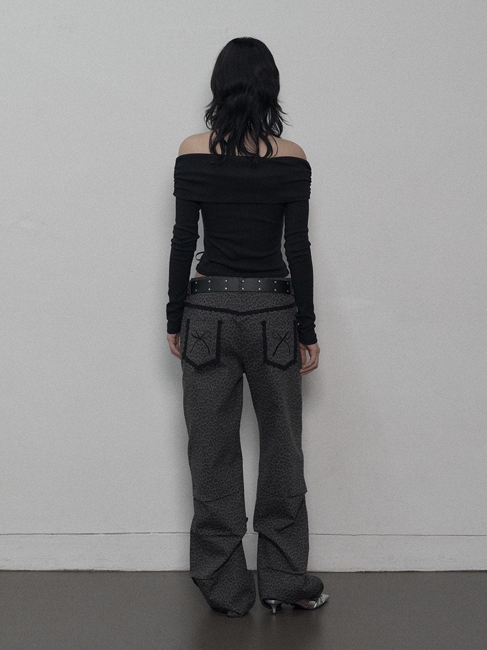 【SETUP-EXE】CORSET OFF-SHOULDER TOP / 【セットアップエグゼ】コルセットリボンオフショルダー長袖Tシャツ