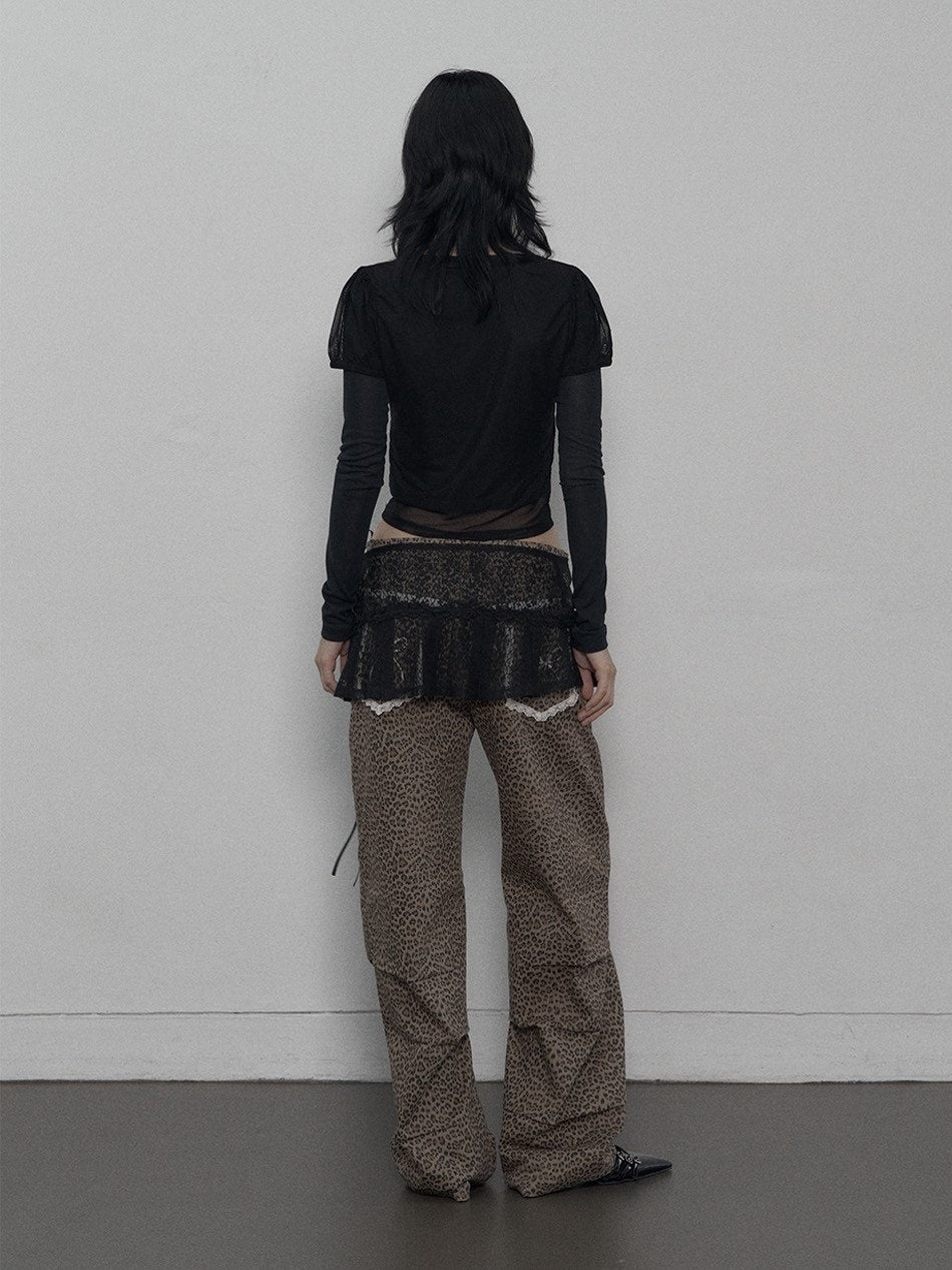 【SETUP-EXE】MESH LAYERED TOP / 【セットアップエグゼ】メッシュレイヤードロゴプリント長袖Tシャツ