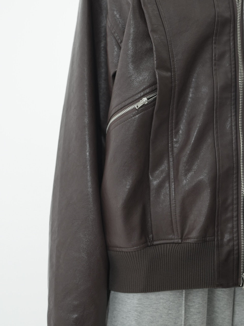 【CS】multi vegan leather blouson (brown)