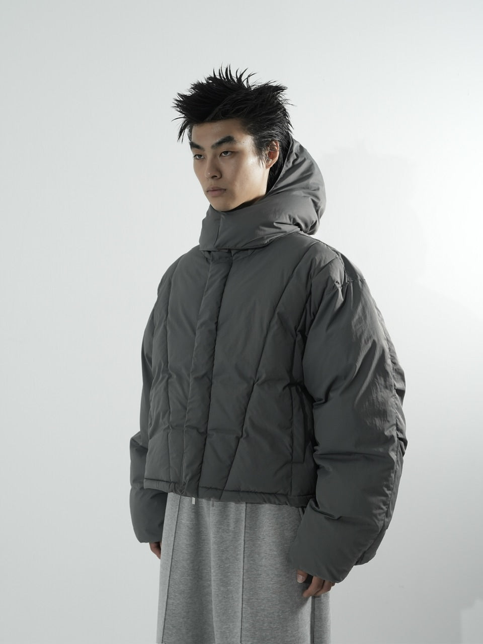 【CS】2way cropped puffer jacket (charcoal)