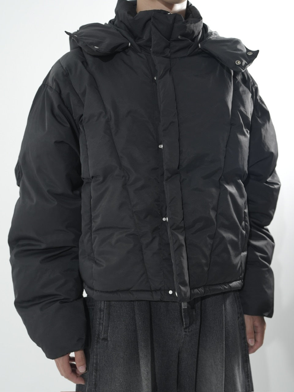 【CS】2way cropped puffer jacket (black)