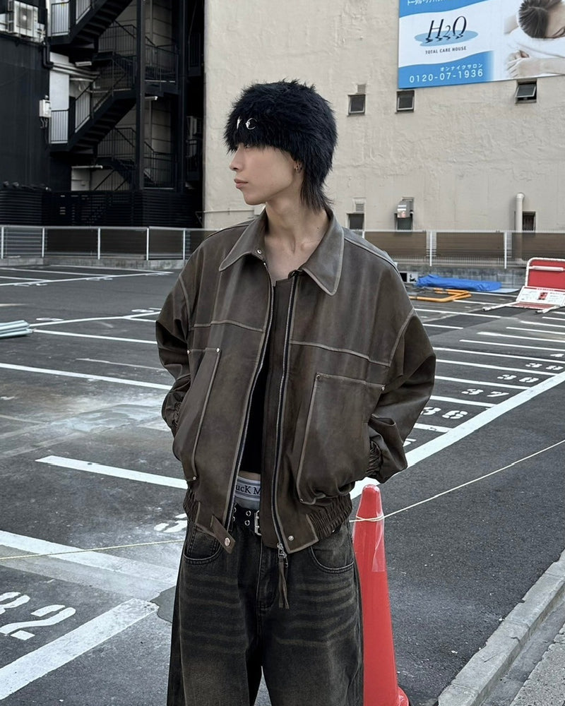 大阪店WEB限定受注制【Chikashitsu +】washing vegan leather jacket (2color)