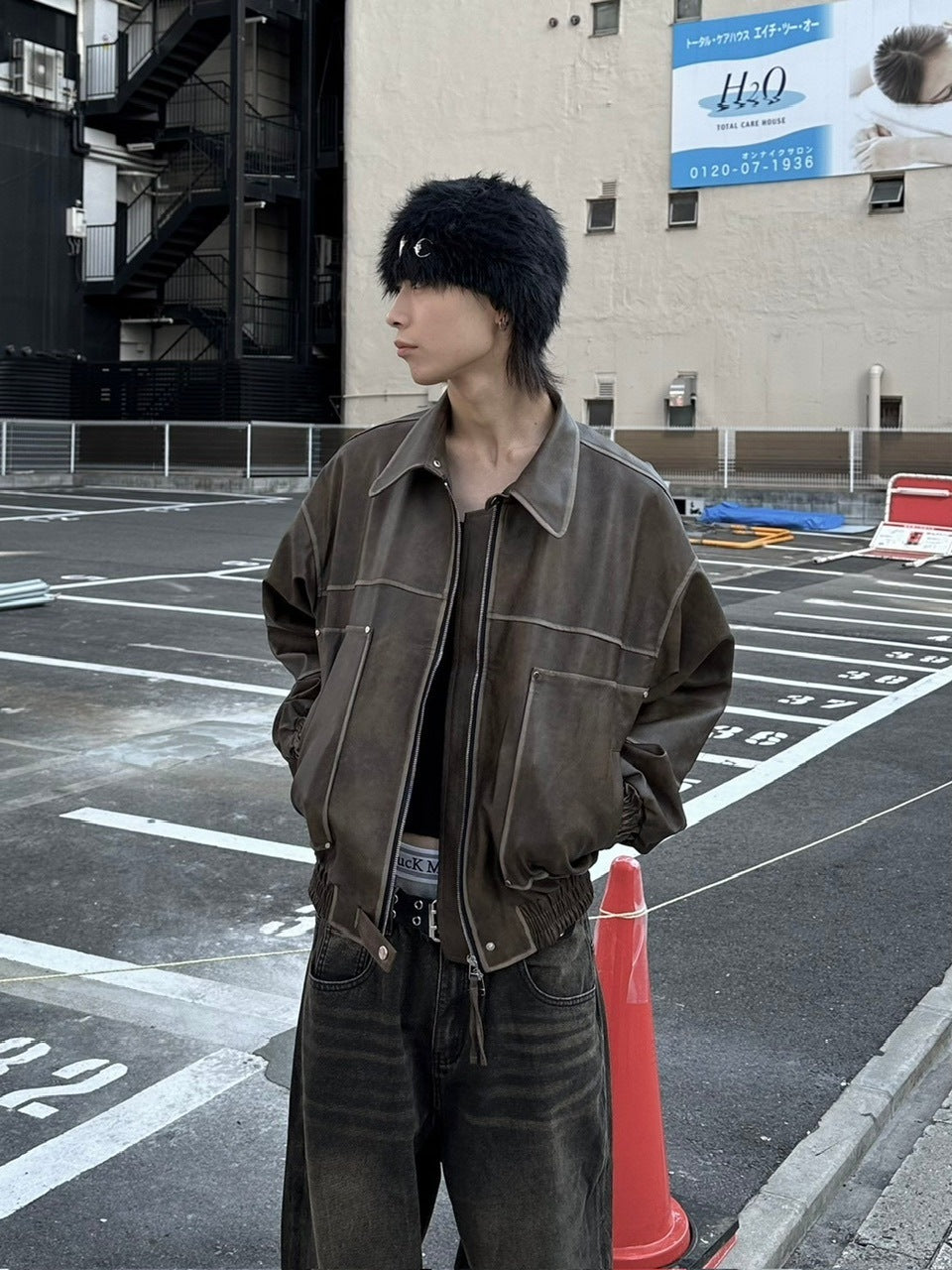 大阪店WEB限定受注制【Chikashitsu +】washing vegan leather jacket (2color)