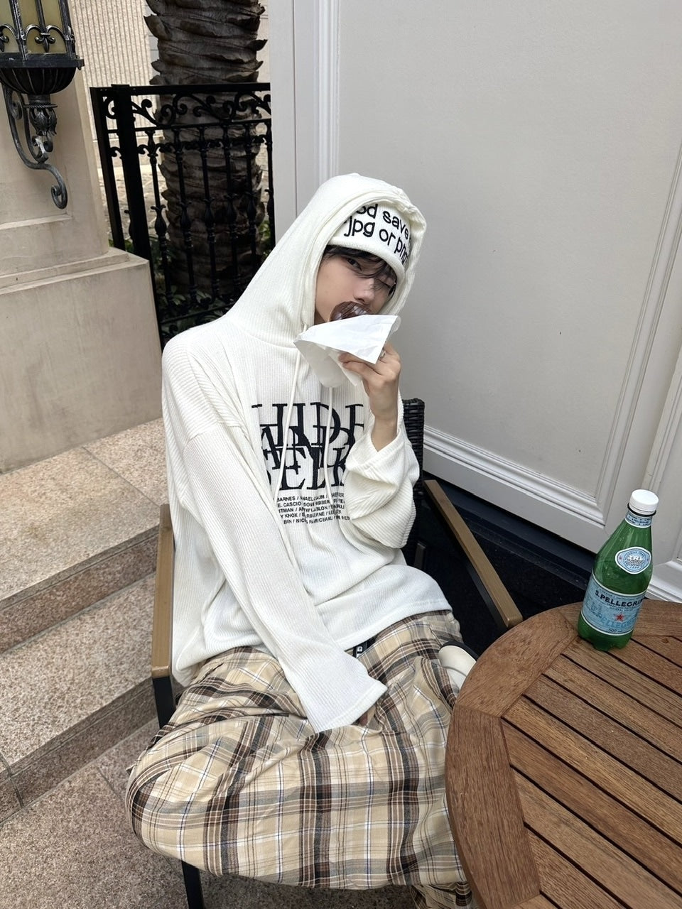 国際配送【LUV CODE】check wide cargo pants