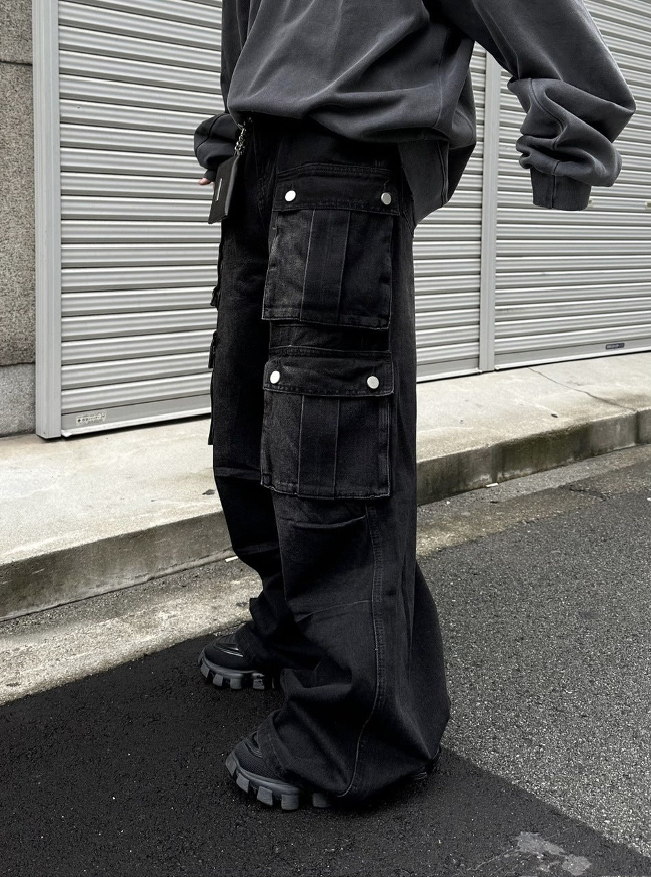大阪店WEB限定受注制【Chikashitsu +】multi pocket cargo denim pants