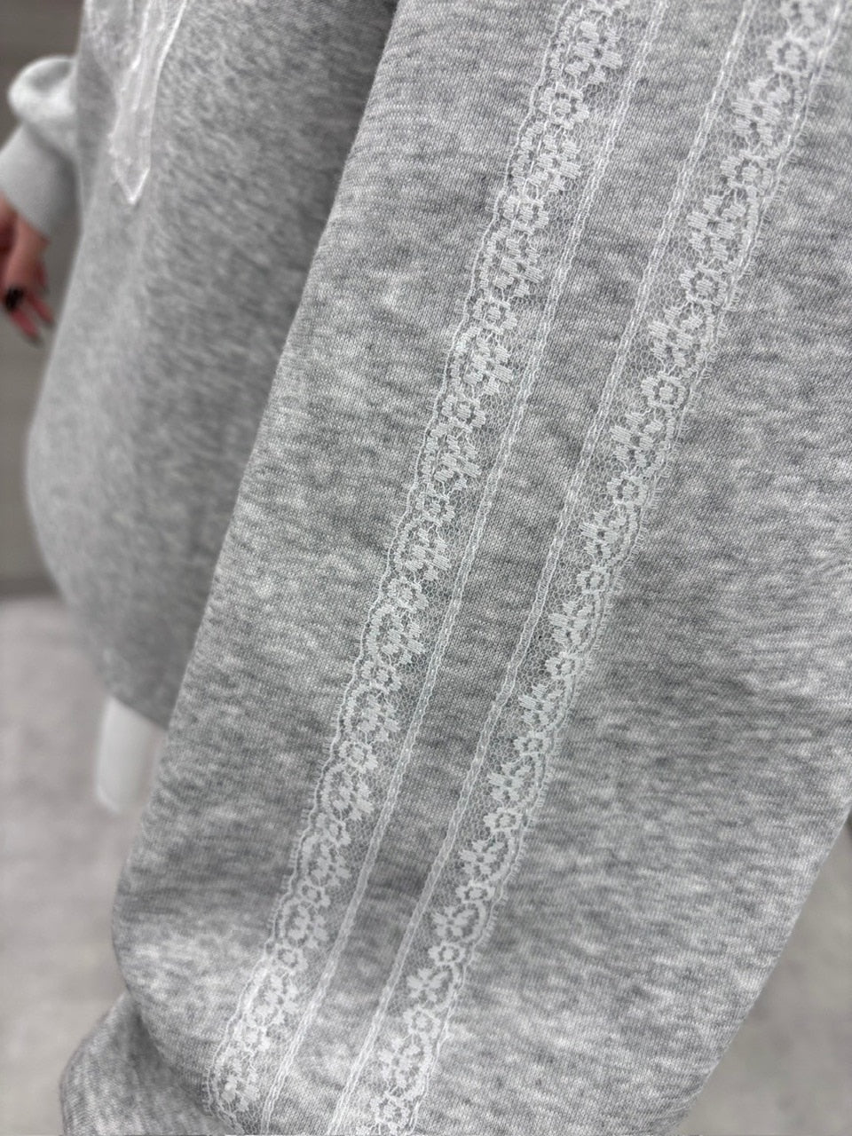 【nmtc +】lace design number sweat onepiece (3color)