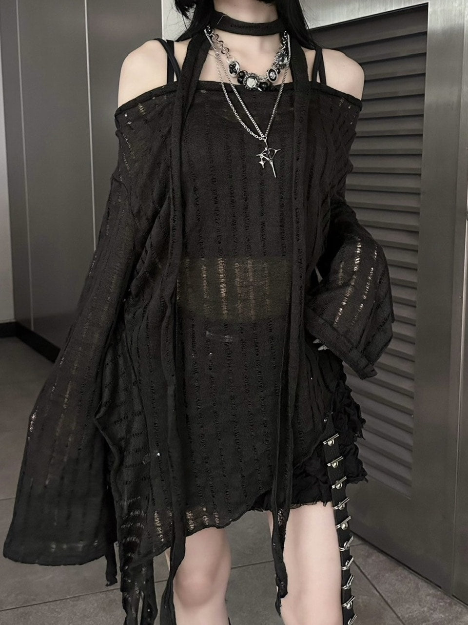 受注制【Never mind the XU】asymmetry drape tops (2color)
