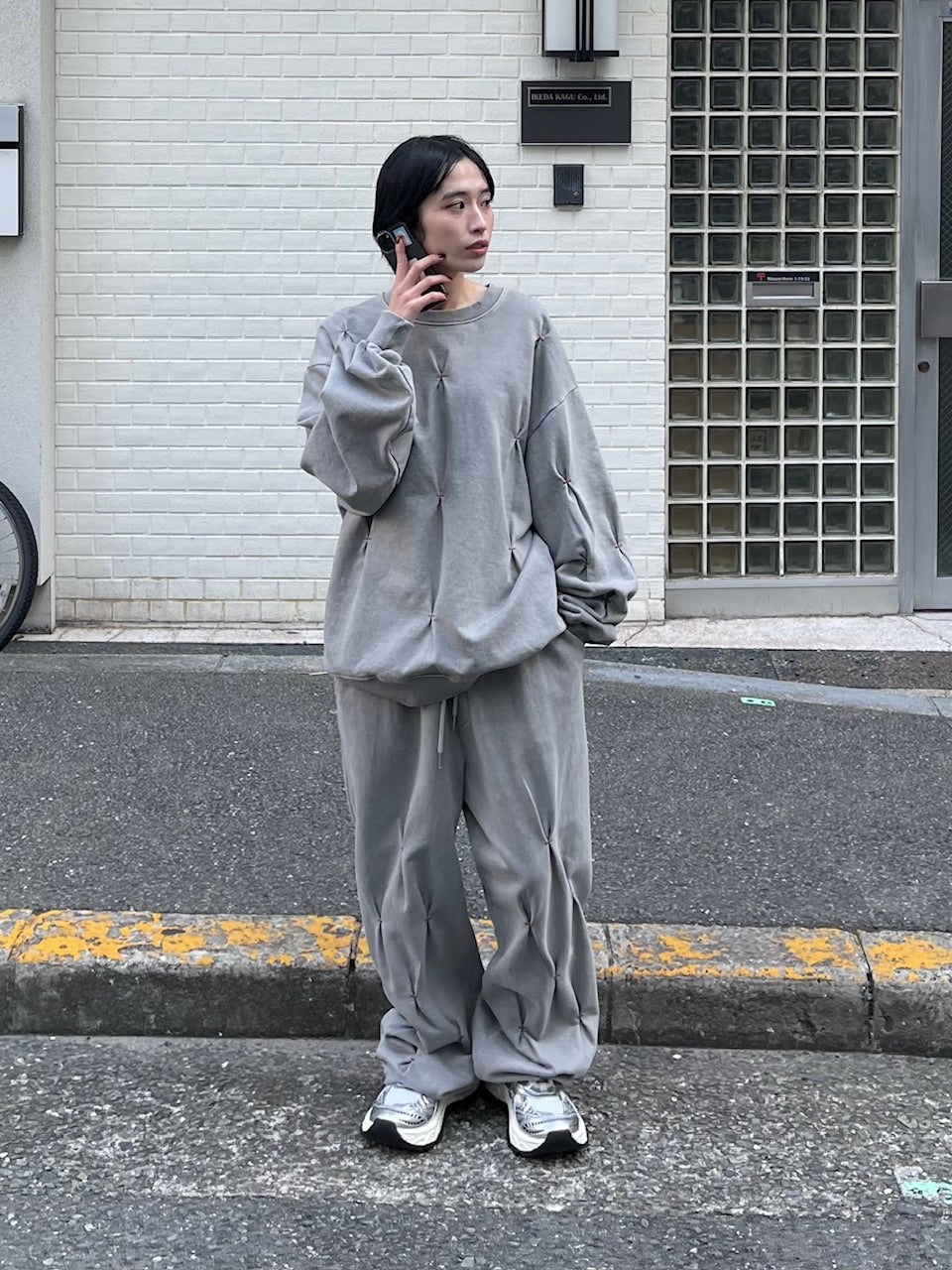 受注制【Chikashitsu +】stitch design sweat pants (3color)