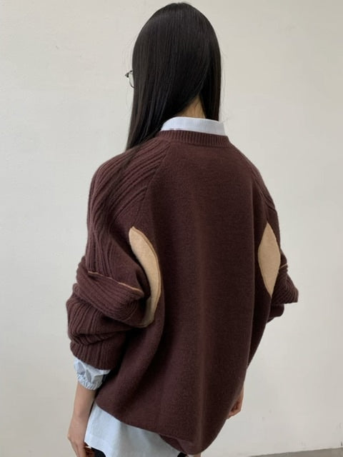 【ARCH by ROARINGWILD】Pattern Contrasting Decorative Thread Wool Sweater