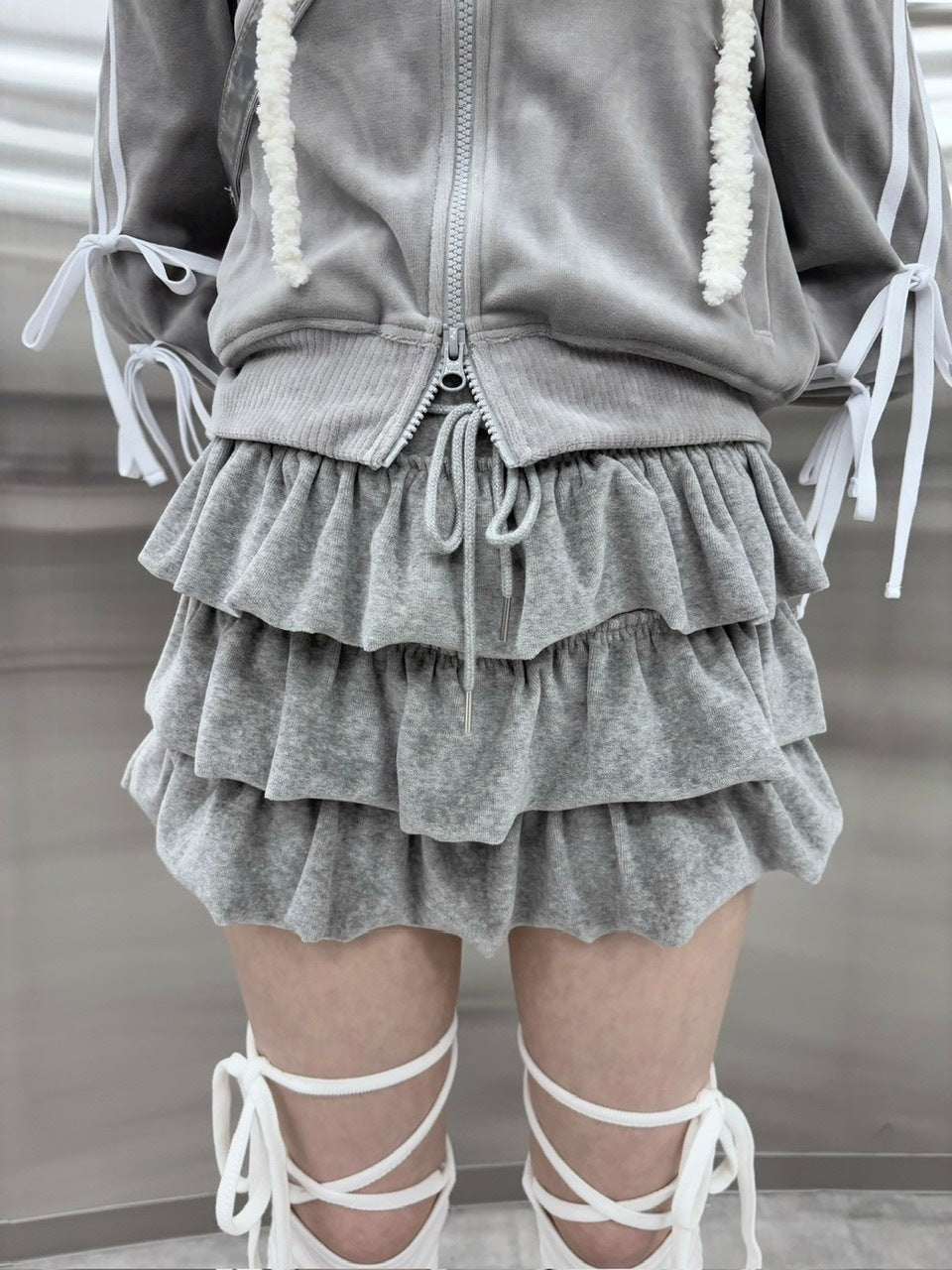 受注制【nmtc +】velours frill skirt (4color)
