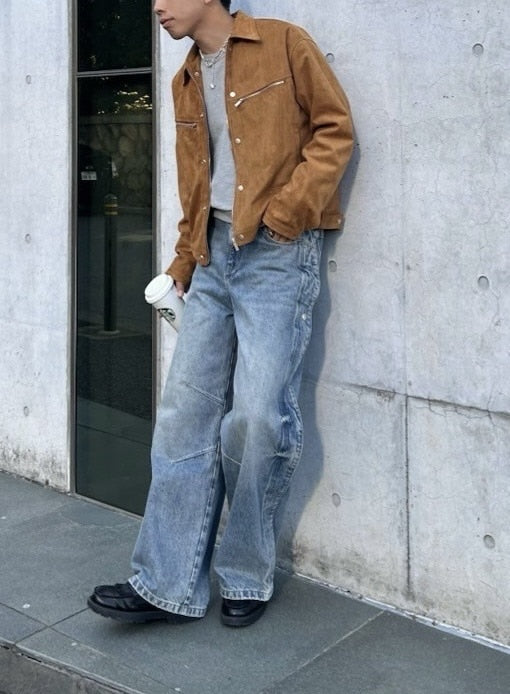 受注制【Chikashitsu +】fake suede zipper blouson (3color) /【チカシツプラス】フェイクスエードスナップボタン＆ジッパーブルゾン