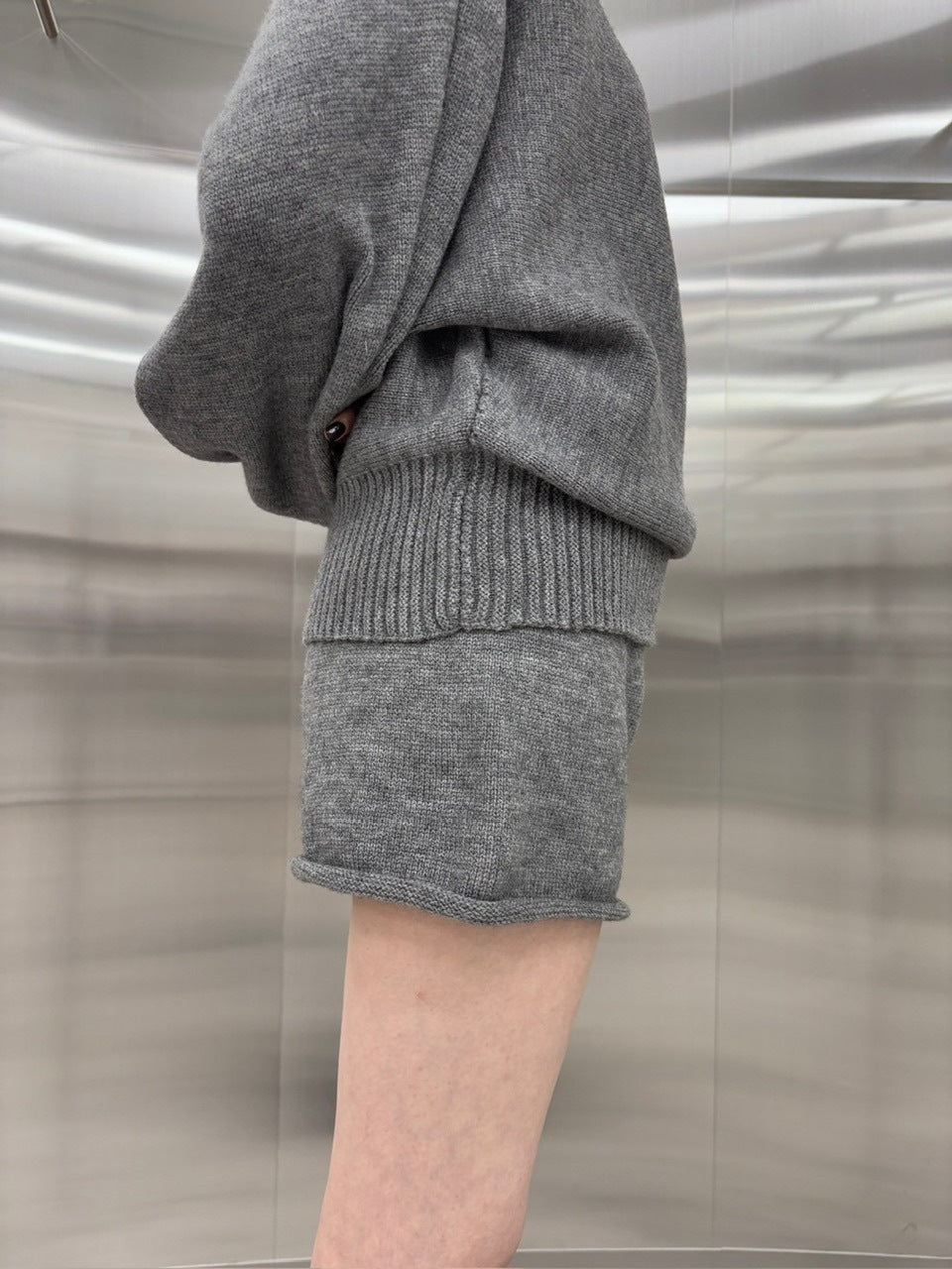 【nmtc +】one shoulder knit and shorts set (4color)