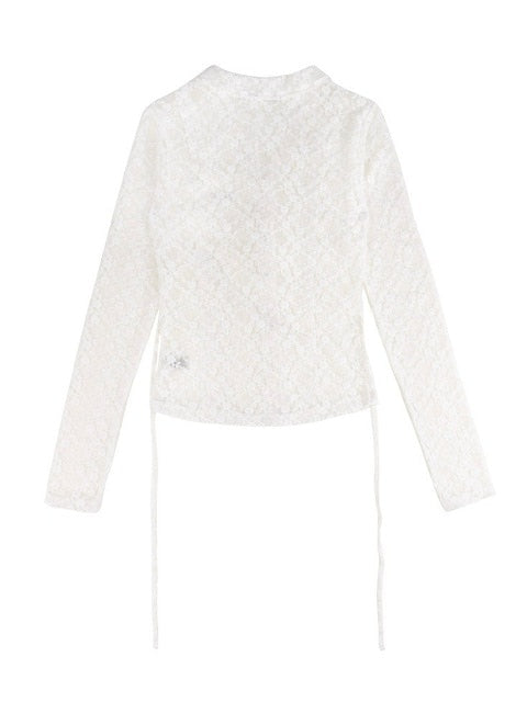【HOLY NUMBER 7】lace strap holly emblem blouse