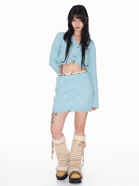 【YOUTHBATH】Damage band mini skirt