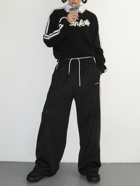 【CRANK】ANGORA LINE FLOWER KNITWNAR / 【クランク】アンゴララインフラワーロゴ長袖ニット