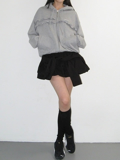 【CRANK】FRILL ZIP-UP HOODIE