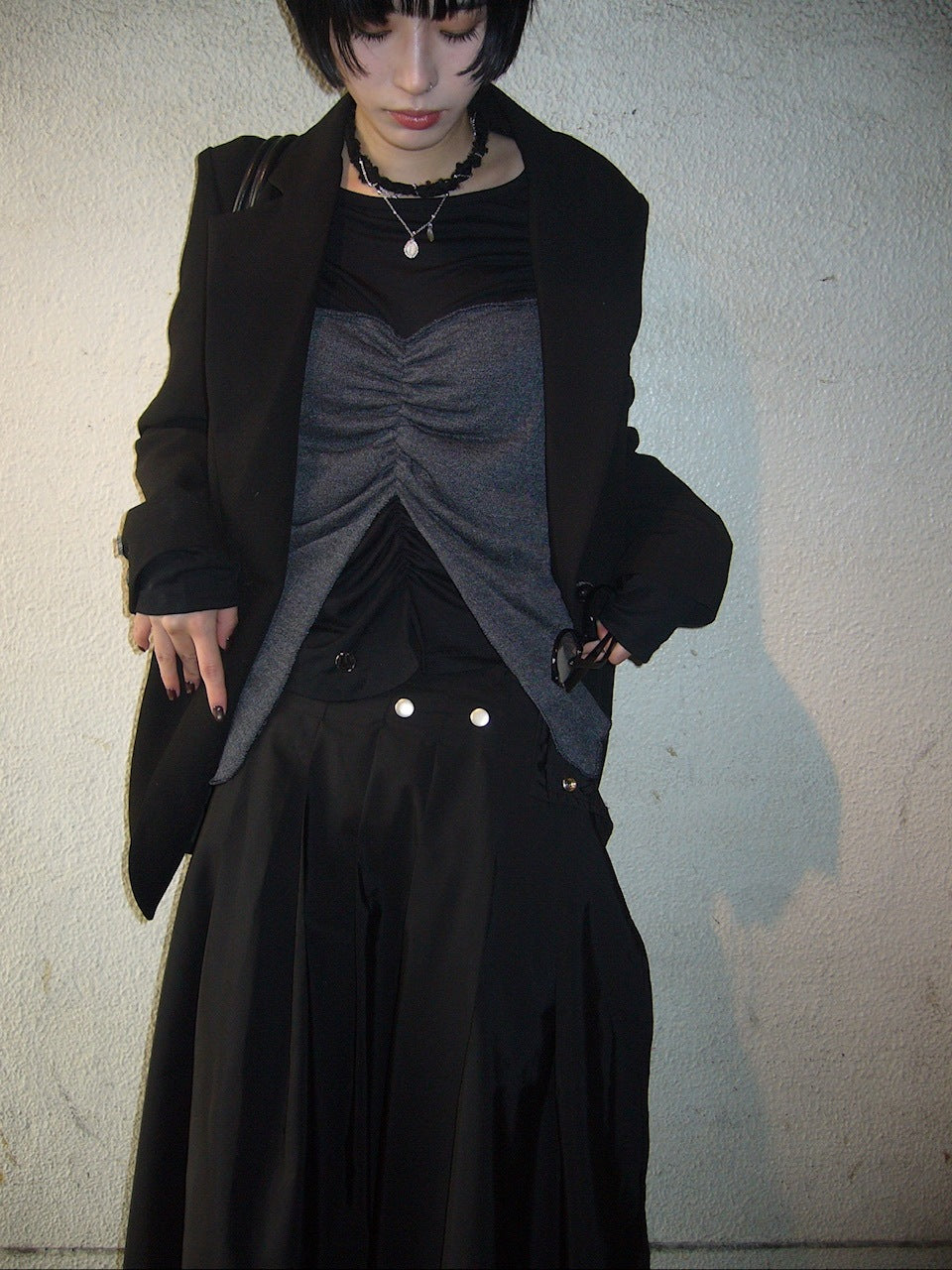 受注制【oaks】studs design pleats midi skirt