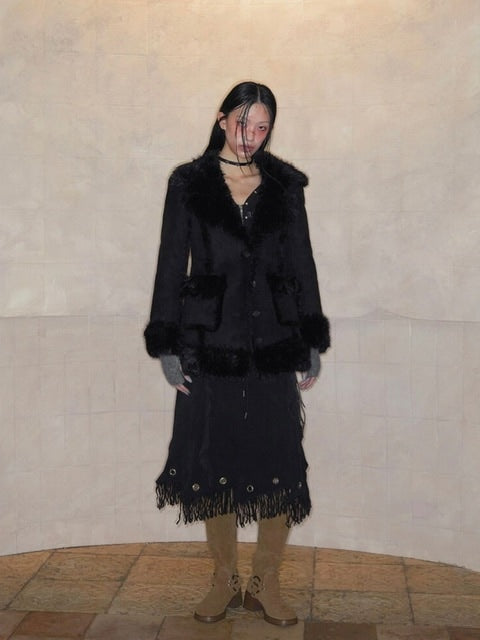 【NOT KNOWING】HOURGLASS MOUTON FUR COAT / 【ノットノーイング】アワーグラスマウンテンファーコート