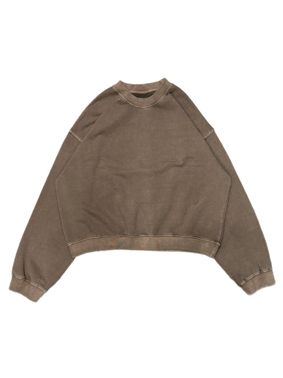 受注制【Chikashitsu +】cropped washing sweat (4color) / 【チカシツプラス】ウォッシングクロップ長袖スウェットシャツ