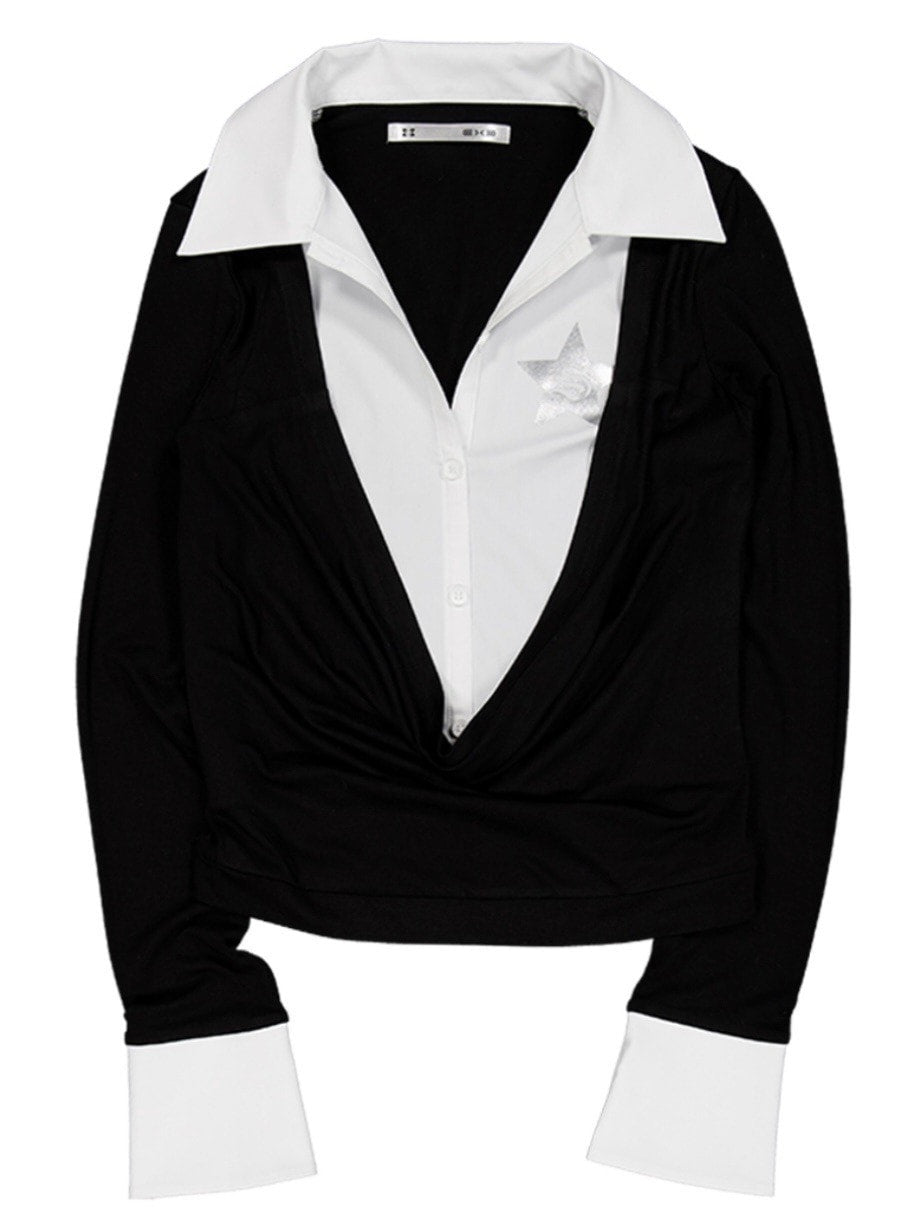 【SETUP-EXE】SHIRTS LAYERED TOP