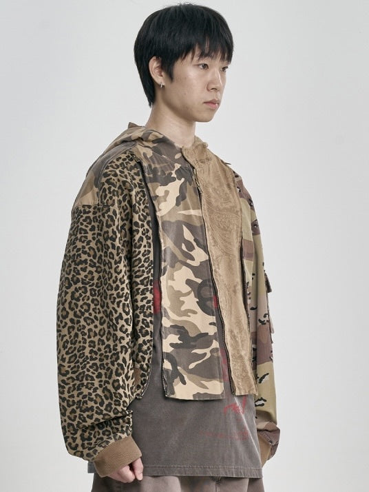【AJOBYAJO】Camouflage Zip-Up Hooded Jacket