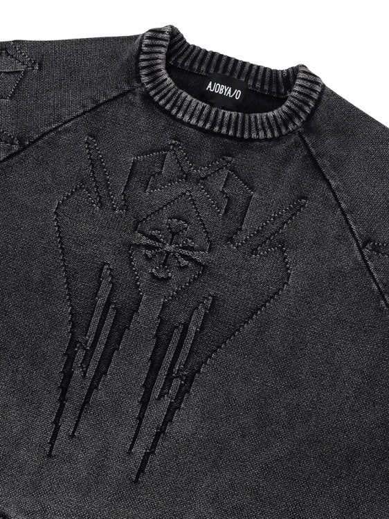 【AJOBYAJO】Cross Symbol Cropped Sweater