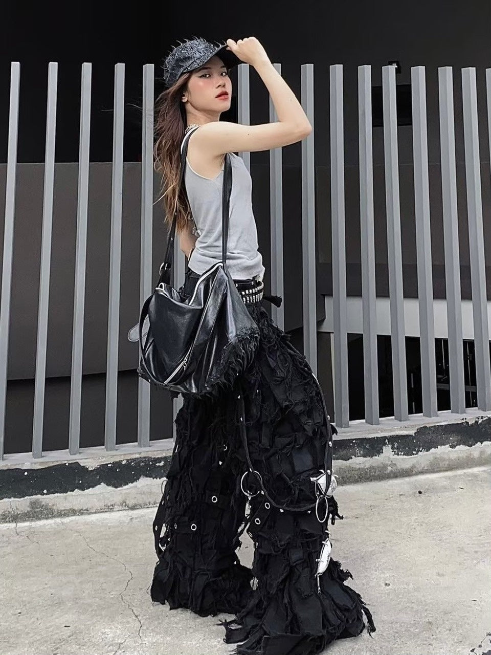 【UNIZ】BLACK MONSTER PANTS / 【ユニズ】ブラックモンスターダメージワイドデニムパンツ