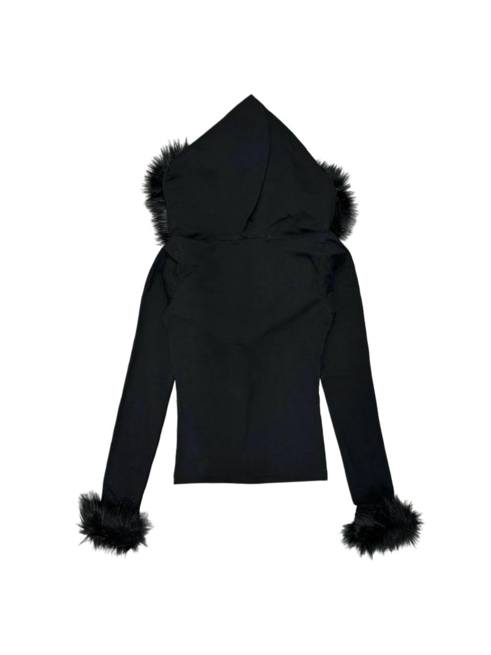 受注制【Never mind the XU】v neck crop fur hoodie (2color)