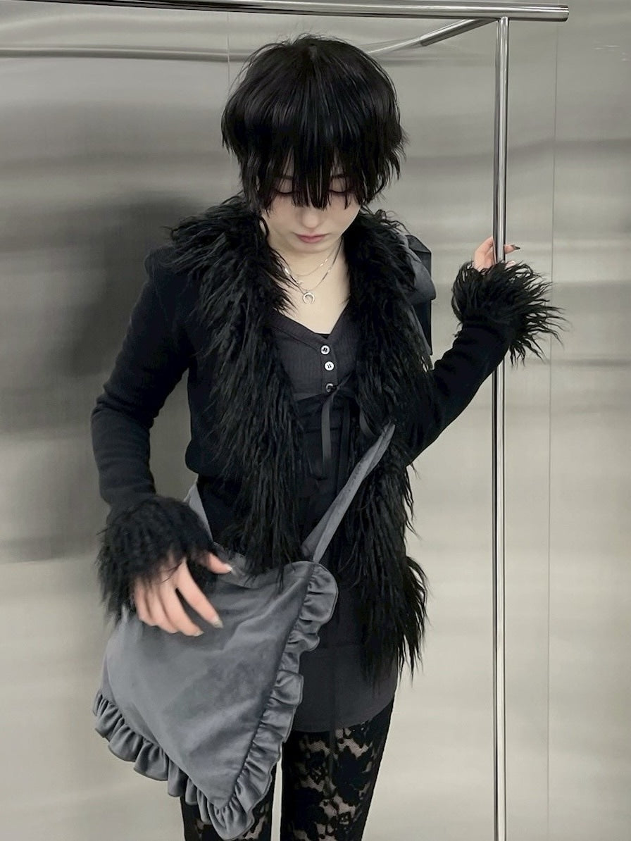 受注制【nmtc +】fur cardigan (4color) / 【エヌエムティーシープラス】ファー長袖カーディガン