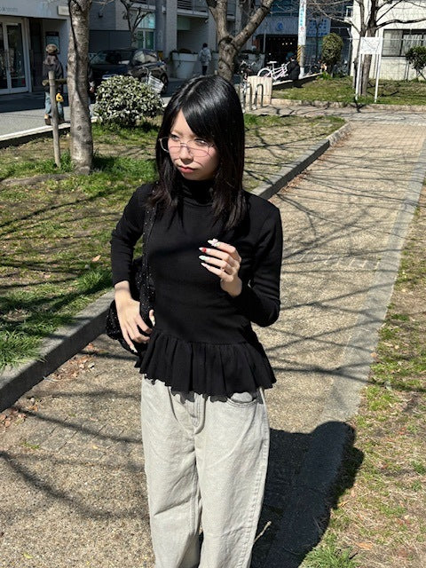 受注制【oaks】frill high neck long sleeve (2color)