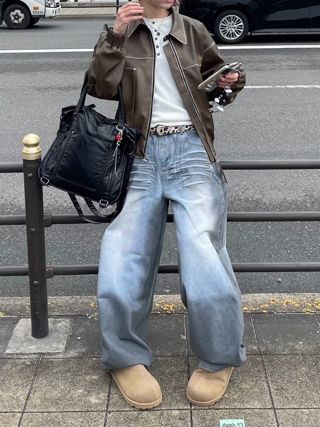 受注制【Chikashitsu +】western leopard belt (2color)