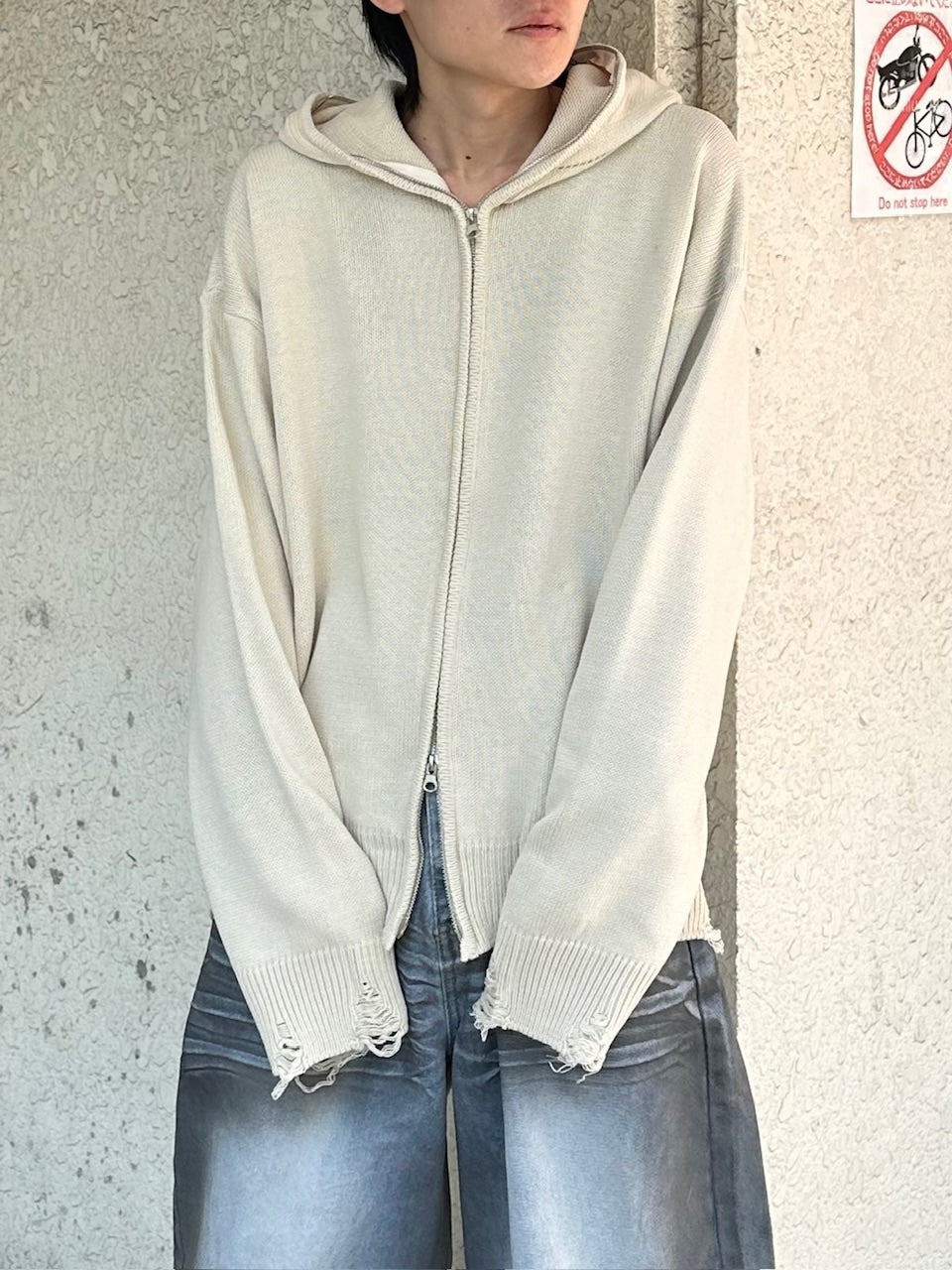 大阪店WEB限定受注制【Chikashitsu +】full zip up knit hoodie (3color)