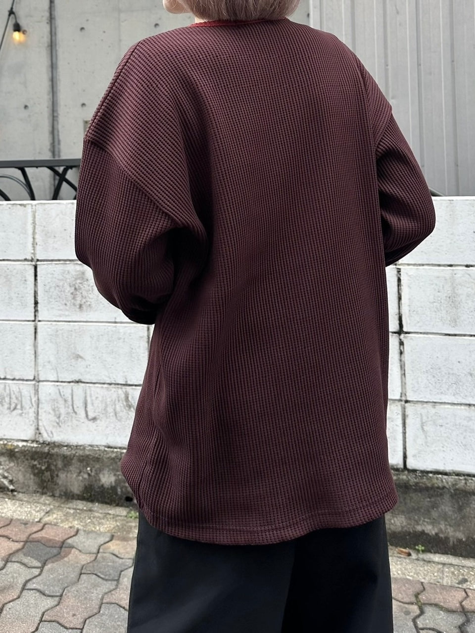 受注制【youll】henry neck waffle long tee (2color)