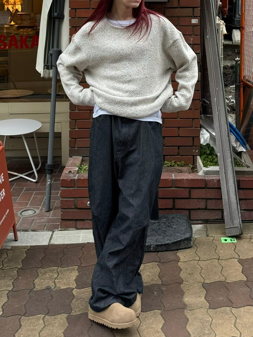 受注制【Chikashitsu +】loose fit round knit (4color)