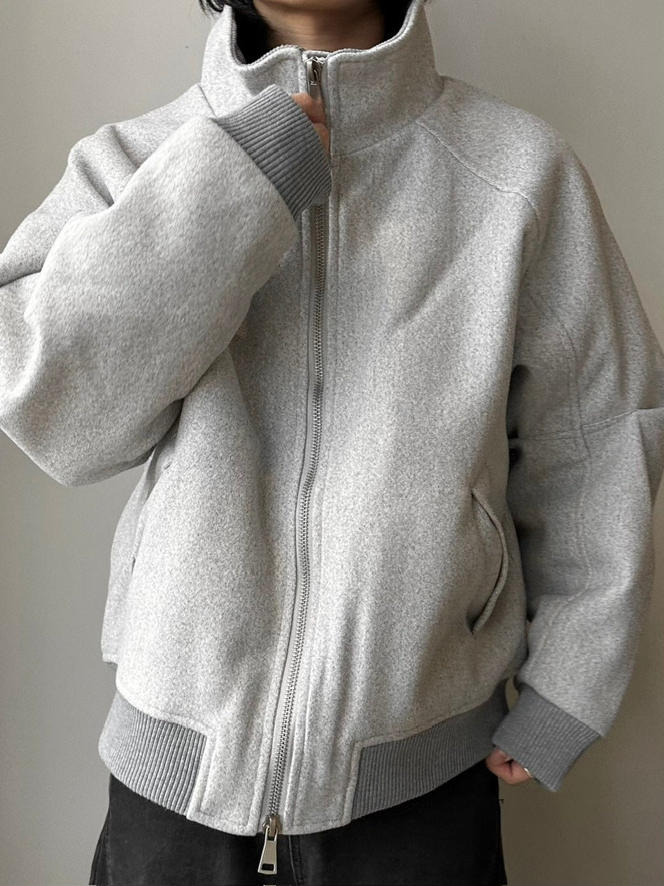 国際配送【LUV CODE】high neck zip up sweat jacket (2color)